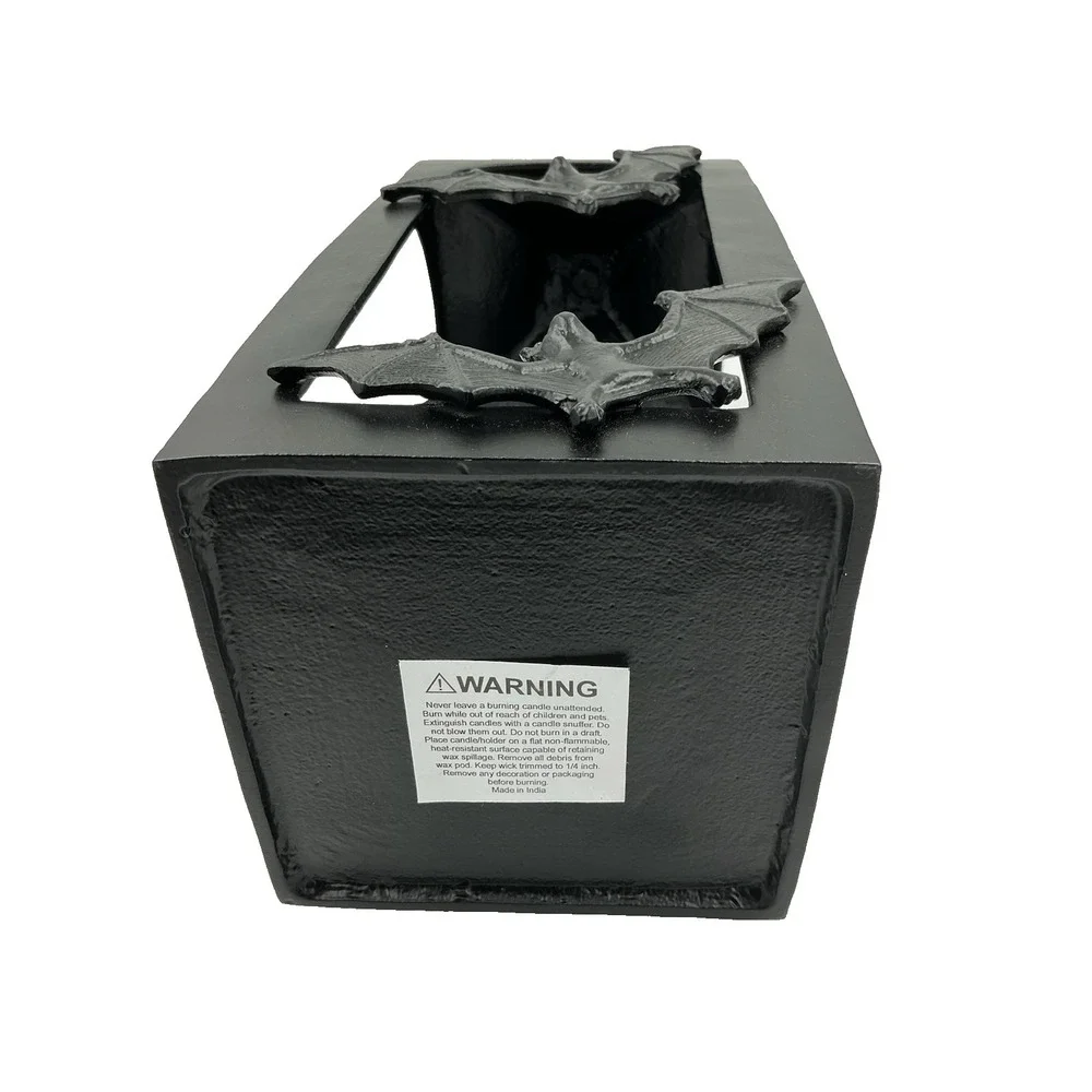 Black Cast Iron Bat Lantern Hanging Candle Holder 16 Inch Gothic Halloween Decor